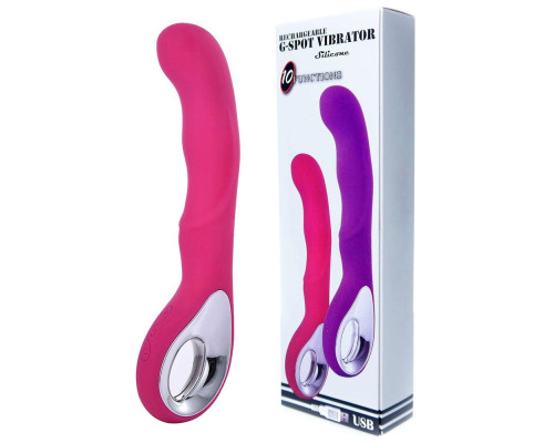 Розовый вибратор для массажа точки G - 20 см.