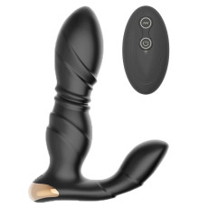 Черный L-образный вибромассажер простаты с пультом ДУ