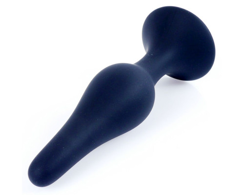 Черная анальная втулка на присоске - 11 см.