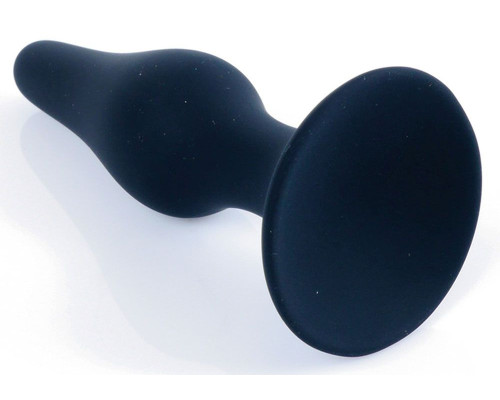 Черная анальная втулка на присоске - 11 см.