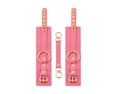 Розовые однослойные кожаные оковы