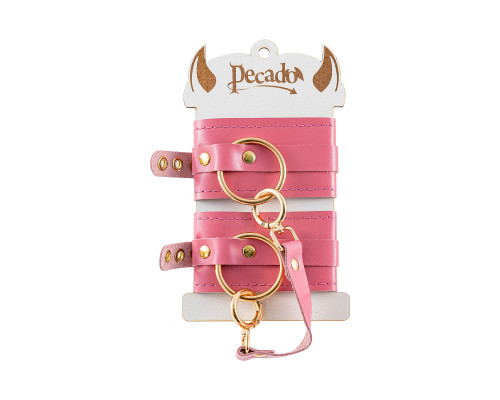 Розовые однослойные кожаные оковы