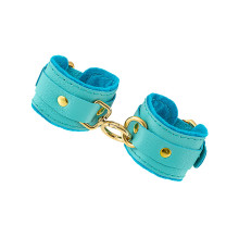 Голубые двуслойные кожаные наручники-браслеты