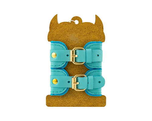 Голубые двуслойные кожаные наручники-браслеты