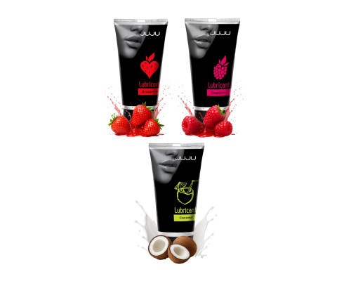 Набор из 3 съедобных лубрикантов JUJU (клубника, малина, кокос)