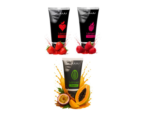Набор из 3 съедобных лубрикантов JUJU (клубника, малина, тропические фрукты)