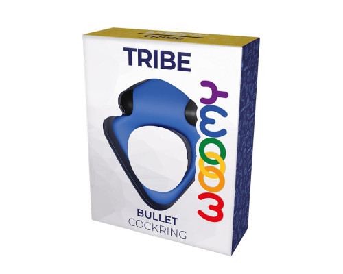 Синее эрекционное кольцо Wooomy Tribeс с вибрацией