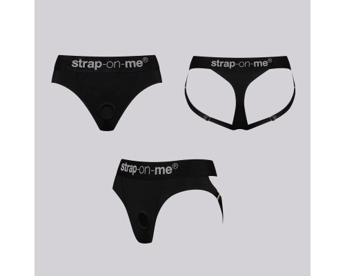 Черные трусики для фиксации насадок Harness Lingerie Heroine XS