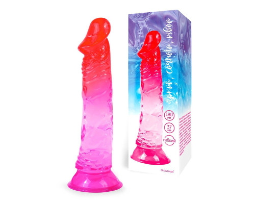 Яркий розово-красный фаллоимитатор с присоской