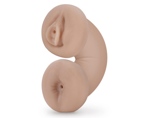 Телесный люминесцентный двусторонний мастурбатор Tasha