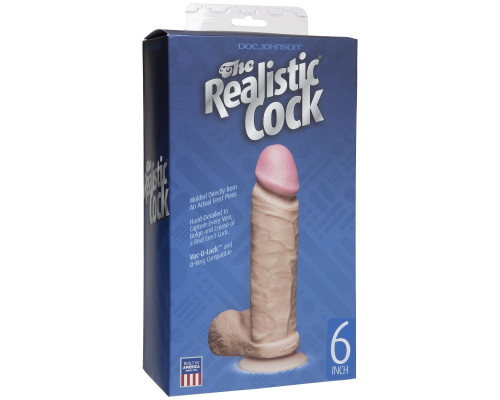 Фаллоимитатор на присоске The Realistic Cock 6” with Removable Vac-U-Lock Suction Cup - 17,3 см.