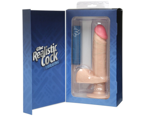 Вибромассажер-реалистик телесного цвета на присоске The Realistic Cock Vibrating 6” - 21,6 см.