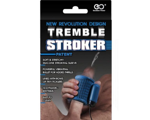 Синий вибромастурбатор TREMBLE STROKER