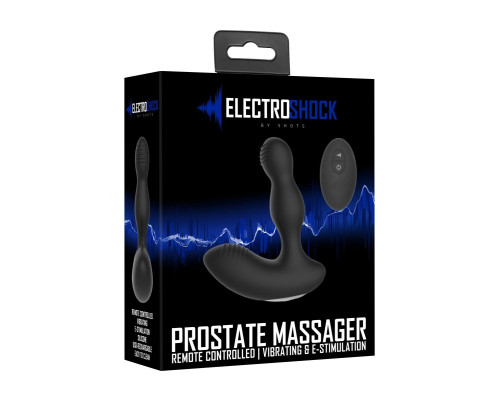 Черный массажер простаты с электростимуляцией и пультом ДУ Prostate massager