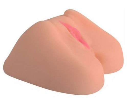 Телесная вагина с розовыми губками и двумя отверстиями