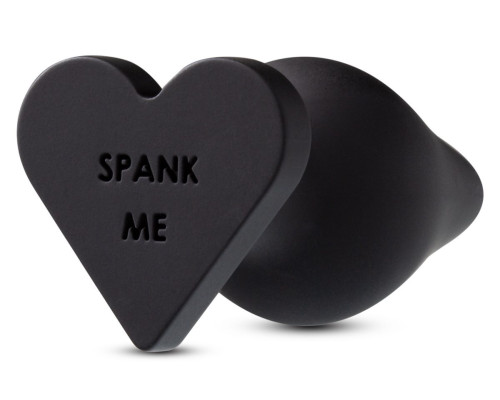 Черная анальная пробка с основанием-сердечком Spank Me Butt Plug - 8,5 см.