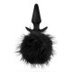 Силиконовая анальная пробка с чёрным заячьим хвостом Bunny Tail Pom Plug - 12,7 см.