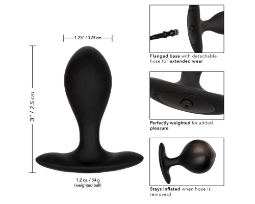 Черная расширяющаяся анальная пробка Weighted Silicone Inflatable Plug M