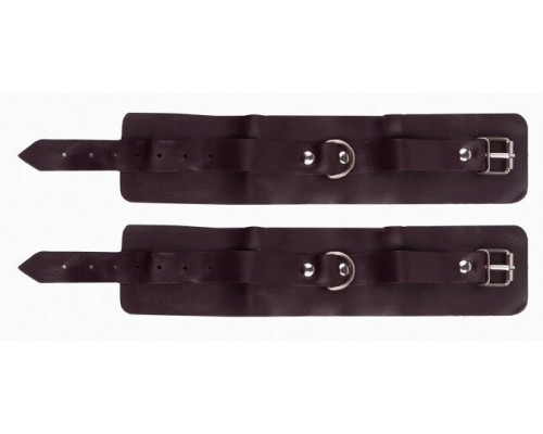 Бордовые наручники с фиксацией на двух карабинах