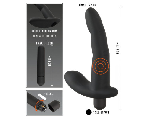 Черный вибромассажер простаты Naughty Finger Prostate Vibe - 13,8 см.