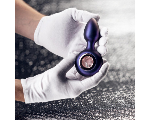 Фиолетовая анальная вибропробка Deep Space с кольцом-держателем - 12,7 см.