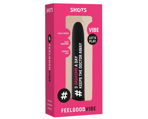 Черный гладкий вибромассажер Feelgood Vibe #3 orgasms a day - 17,2 см.