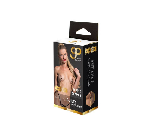 Золотистые зажимы для сосков PREMIUM NIPPLE CLAMPS WITH TASSLE