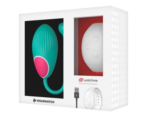 Зеленое виброяйцо с белым пультом-часами Wearwatch Egg Wireless Watchme