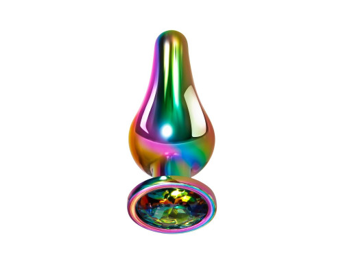 Радужная анальная пробка Rainbow Metal Plug Small - 9,4 см.