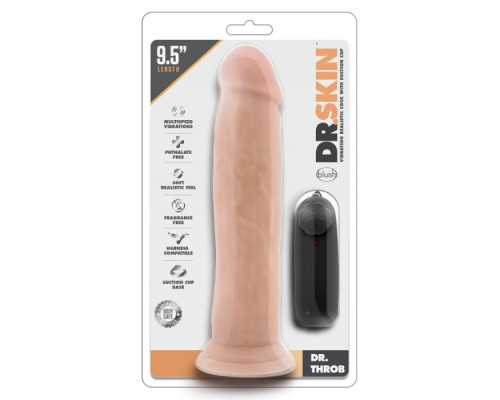 Телесный вибратор-реалистик Dr. Throb 9.5 Inch Vibrating Realistic Cock - 24,1 см.