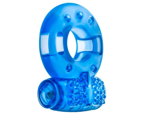 Голубое эрекционное виброкольцо Reusable Cock Ring