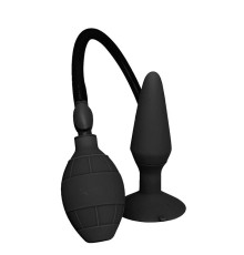 Чёрная анальная пробка с функцией расширения MENZSTUFF SMALL INFLATABLE PLUG- 12,5 см.