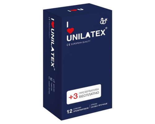 Ультрапрочные презервативы Unilatex Extra Strong - 12 шт. + 3 шт. в подарок