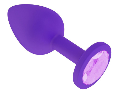 Фиолетовая силиконовая пробка с сиреневым кристаллом - 7,3 см.