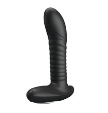 Мощный черный анальный вибратор с эффектом римминга Merlin - 15,9 см.