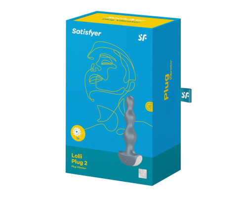 Серая анальная пробка с вибрацией Lolli Plug 2 - 14 см.