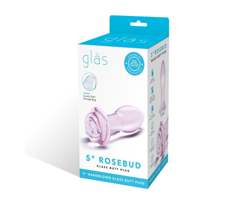 Нежно-розовый анальный плаг из стекла - 13 см.