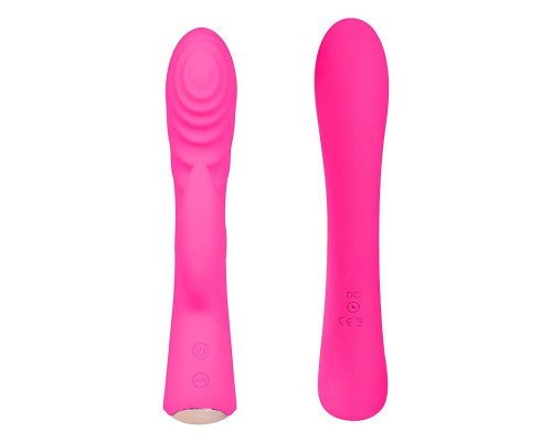 Ярко-розовый вибромассажер-кролик 5  Silicone Ripple Passion - 19,1 см.