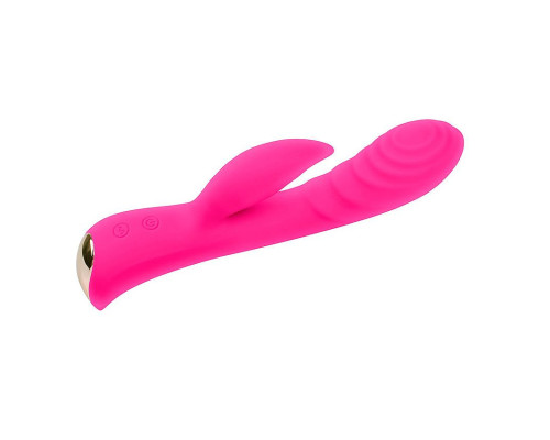 Ярко-розовый вибромассажер-кролик 5  Silicone Ripple Passion - 19,1 см.