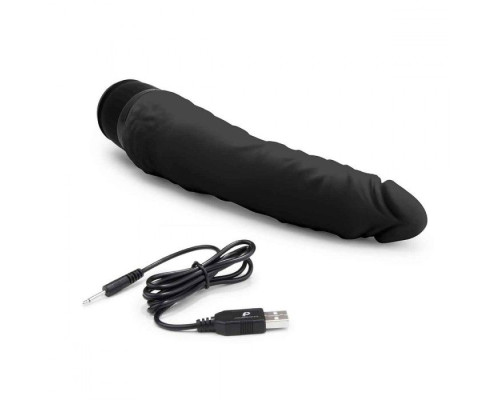 Черный вибратор-реалистик 7  Realistic Vibrator - 20 см.