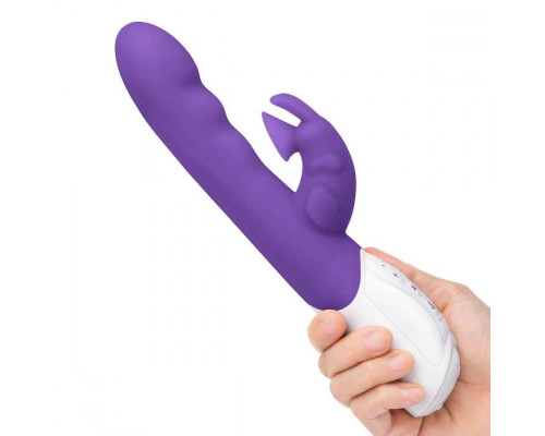 Фиолетовый вибромассажер с клиторальной стимуляцией Clitoral Suction Rabbit - 24,5 см.