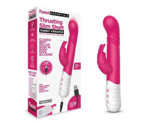 Розовый массажер для G-точки Slim Shaft thrusting G-spot Rabbit - 23 см.