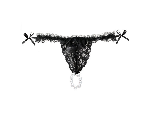 Набор Brazilian Panty: черные трусики со стимулирующими бусинами и массажный гель Sliding Gel Strawberry