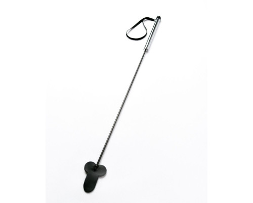 Черный стек  Фаллос  с металлической ручкой - 55 см.