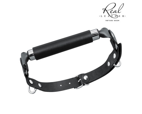 Черный кожаный кляп-трензель