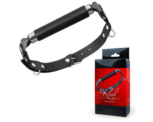 Черный кожаный кляп-трензель