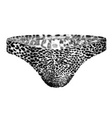 Мужские трусы-тонги с серым леопардовым принтом