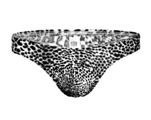 Мужские трусы-тонги с серым леопардовым принтом