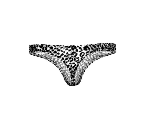 Мужские трусы-тонги с серым леопардовым принтом