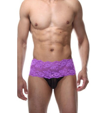 Мужские фиолетово-черные трусы с пикантной шнуровкой